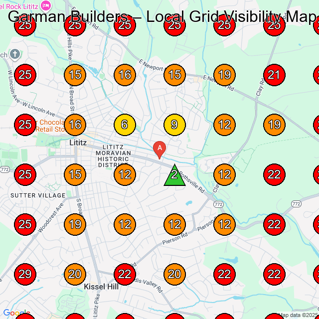 Garman Builders GeoGrid visibility map for Excavating Contractor in Manheim